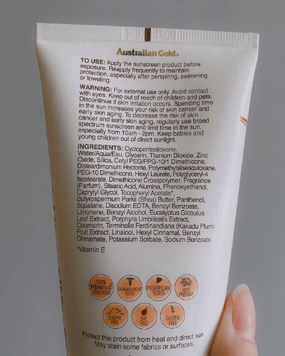 Australian Gold Mineral Lotion SPF 50 Ingredients - The Skincare Culture