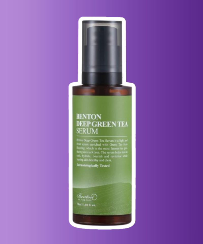 Image of BENTON Deep Green Tea Serum, a skincare product known for its calming effects, enriched with green tea extracts.