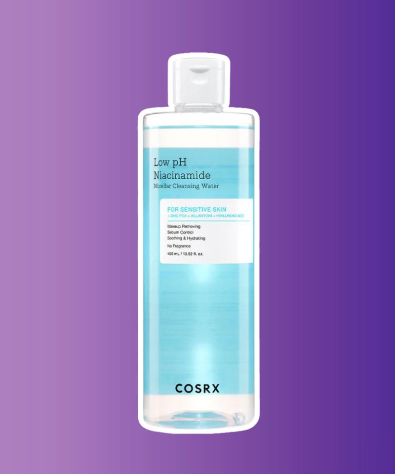 Infused with niacinamide, the COSRX Micellar Cleansing Water has gentle cleansing and brightening properties, suitable for maintaining a balanced pH level on the skin while improving its health and appearance.