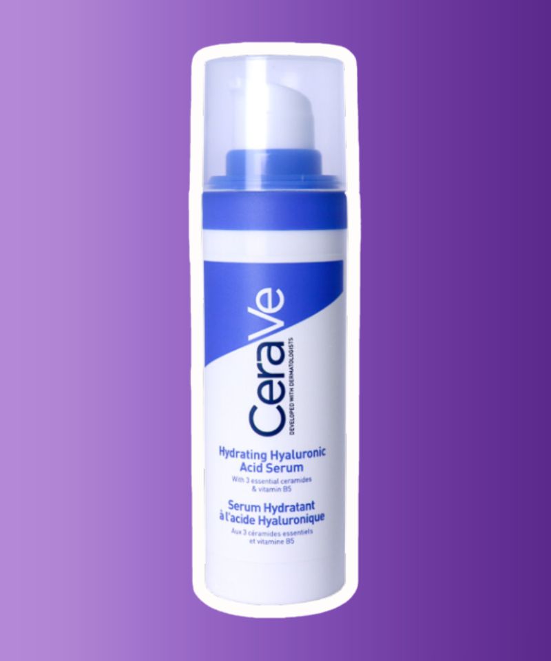 Image of CeraVe Hyaluronic Acid Serum, a hydrating skincare product enriched with vitamin B5 and essential ceramides for maintaining skin moisture balance and promoting smooth, rejuvenated skin.