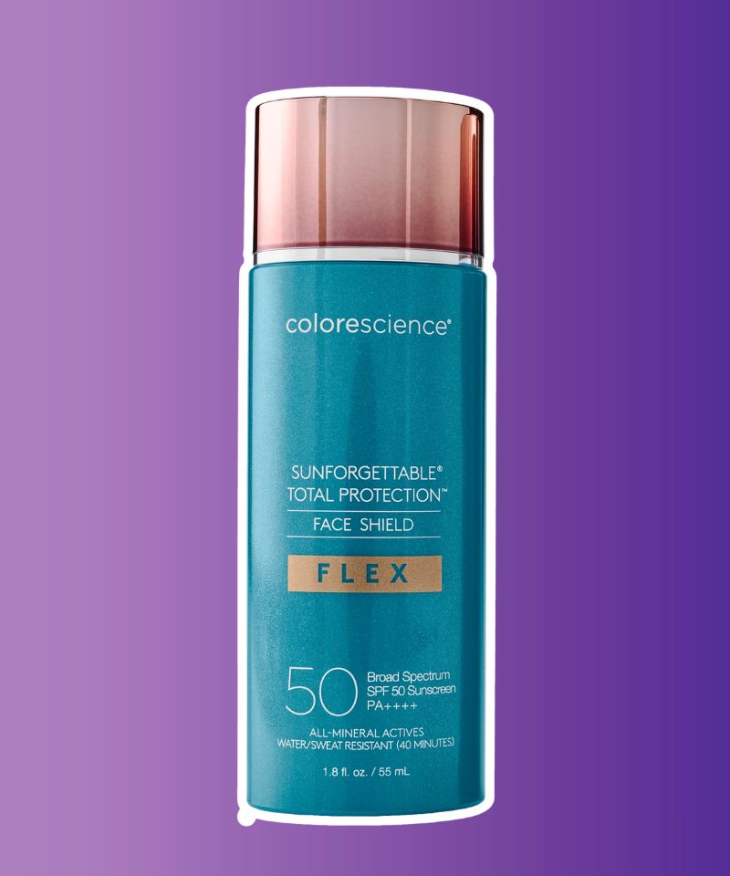 The Colorscience Sunforgettable Total Protection Face Shield Flex SPF 50 is a facial sunscreen with high SPF for UV protection and a flexible, lightweight formula that evens out the skin tone and provides a skin-like finish with a light coverage.