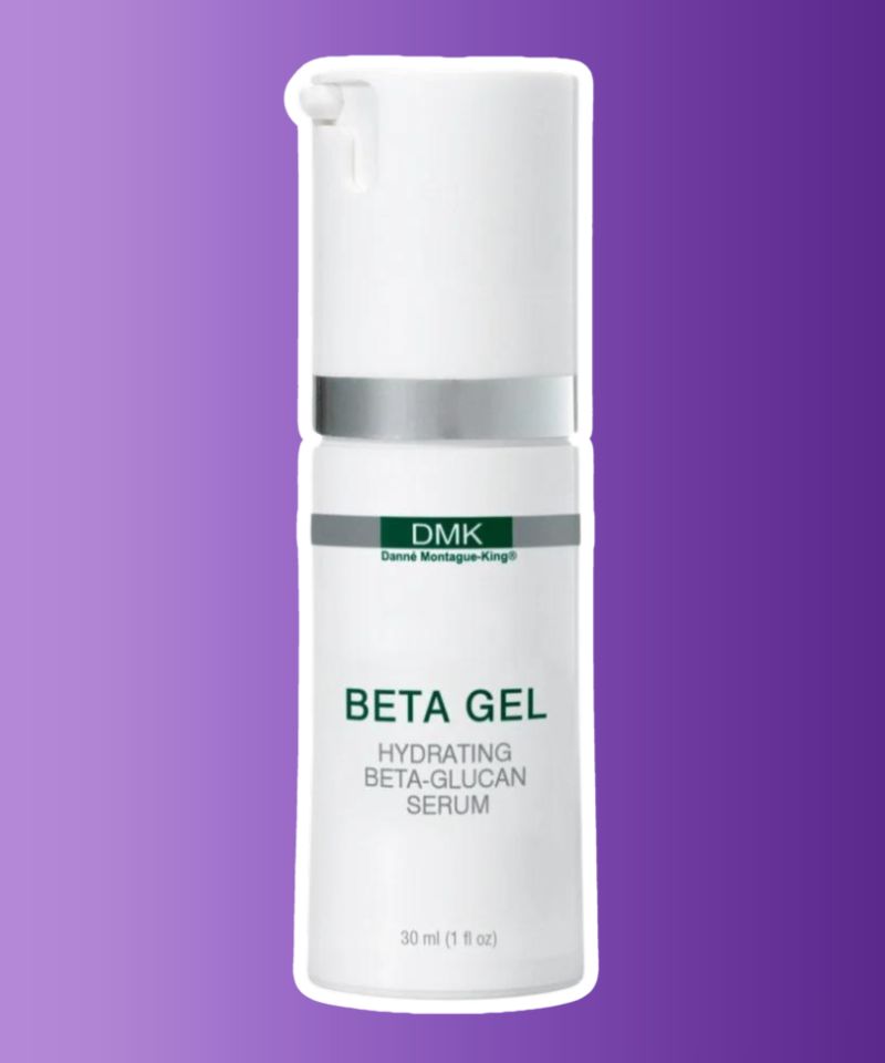 DMK Beta Gel, is a medical-grade serum containing beta-glucan to soothe, hydrate, and promote skin healing, ideal for calming irritated or sensitive skin.