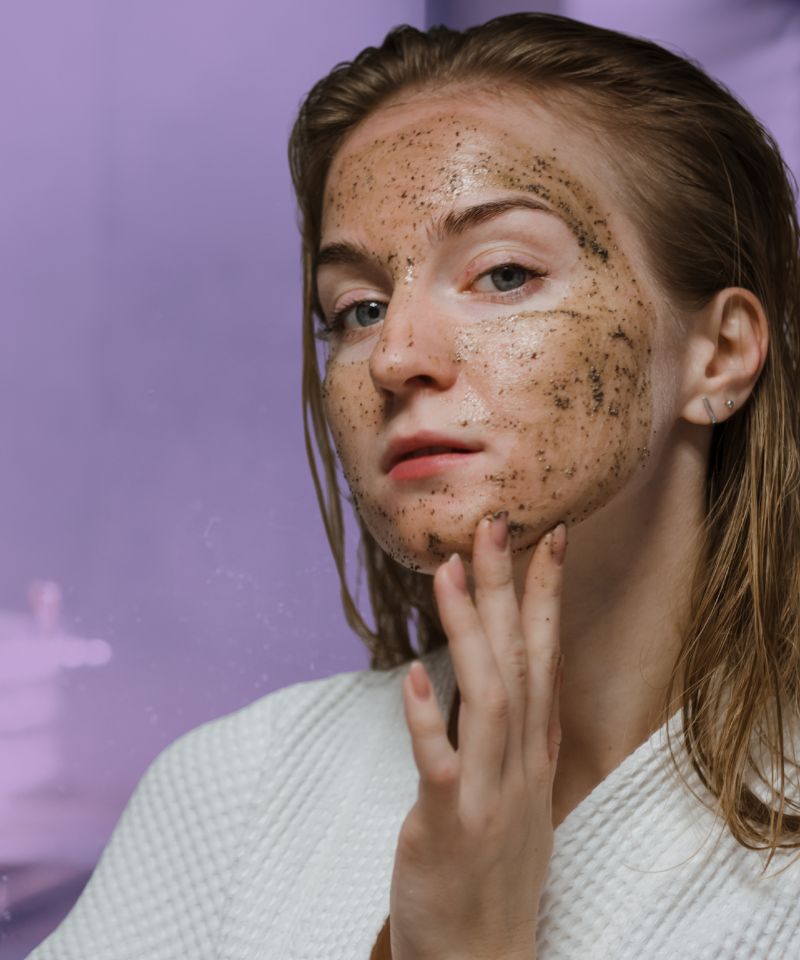 Depicting an example and characteristics of physical exfoliants, also known as manual exfoliation or scrubs with various textures and types in a skincare routine.